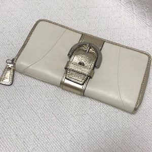 Coach Wallet Ivory with Gold Buckle